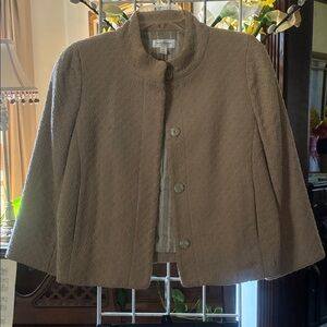 Isaac Mizrahi Taupe Textured Boxy Blazer